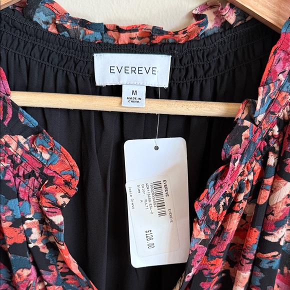 NEW Evereve Josie Dress, Vibrant Floral Print, Smocked Waist, Sleeveless, Medium - Picture 2 of 9